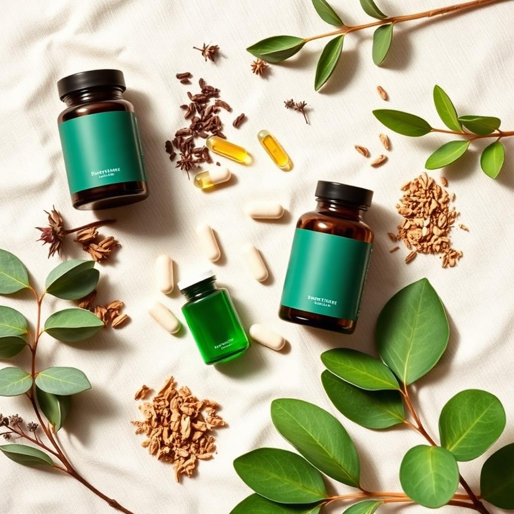 Natural ingredients flat lay